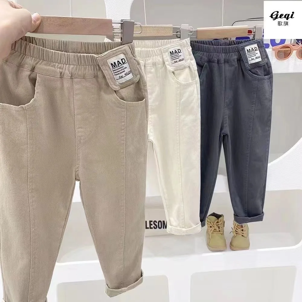 2-10 Years Old Autumn Boys Pants Casual Slim Fit Letter MAD Long Trousers For Kids Children Sport Comfortable Pants