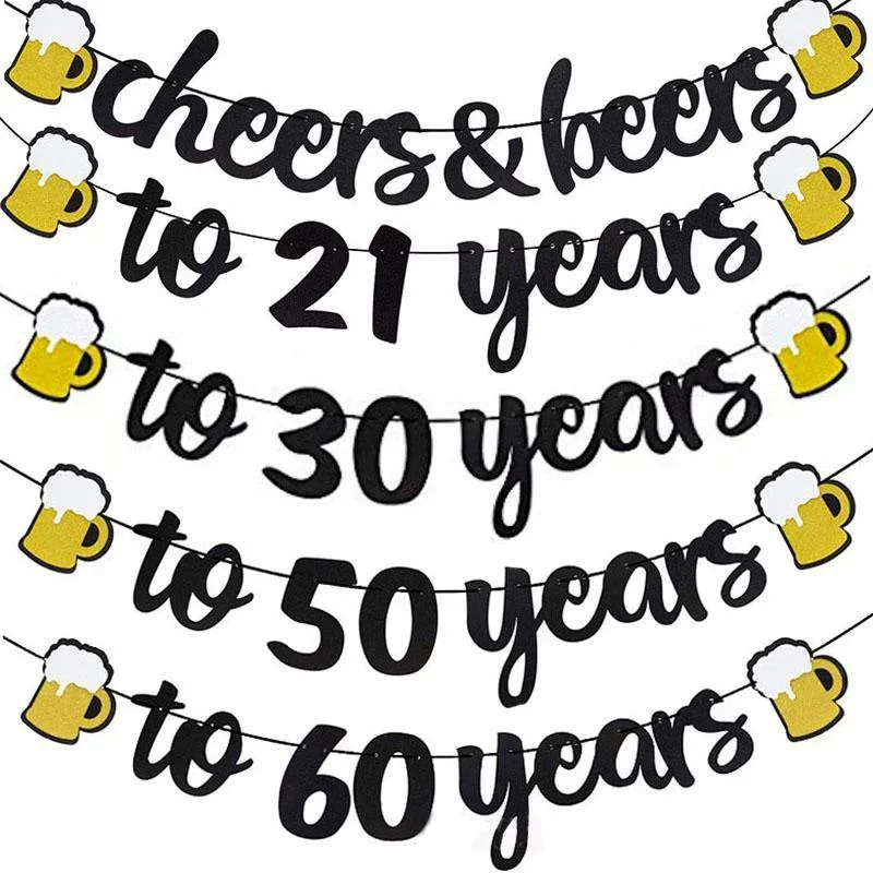 Cheers 21 30 40 50 60 Years Glitter Banner for Women Man 21th 30th 40th 50th 60th Birthday Anniversary Party Decorations