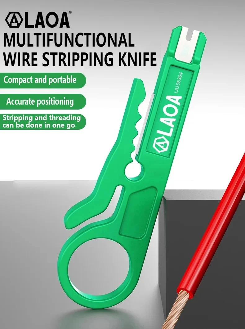 ‌LAOA Mini Multifunctional Wire Stripping Tool with Built-in Cutter for Network Telephone Cables‌ ‌ 1pc