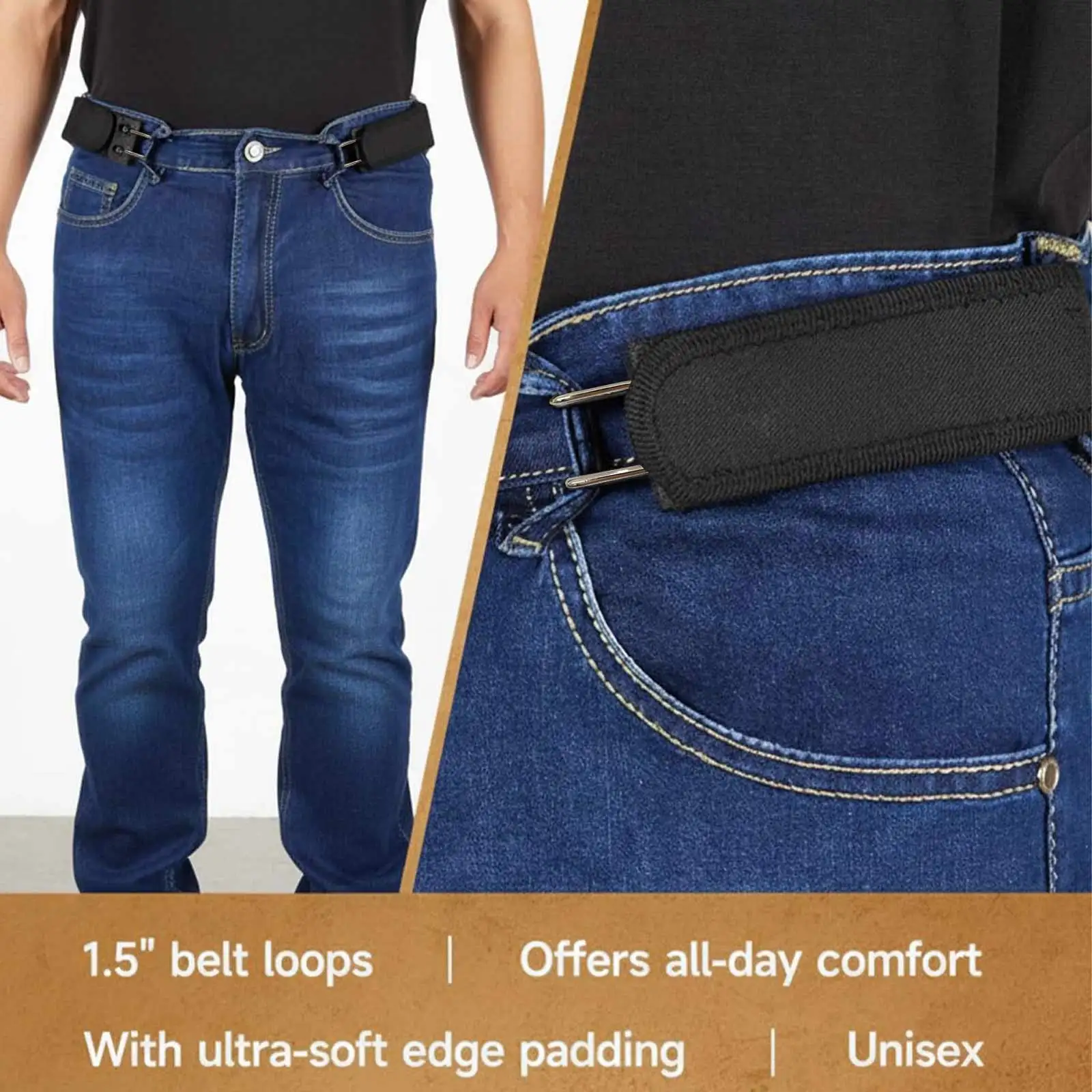 Hook-Loop Adjustable No Buckle Elastic Belt Comfortable Buckle Free Comfortable Elastic Belt Easy To Use for Women Or Men
