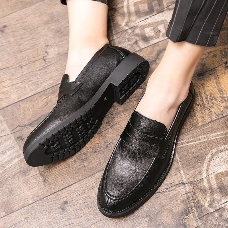 Trend Casual Leather Loafers Men Classic Casual Business Shoes For Men Flat Party Social Leather Shoes Men's Dress Shoes Loafers