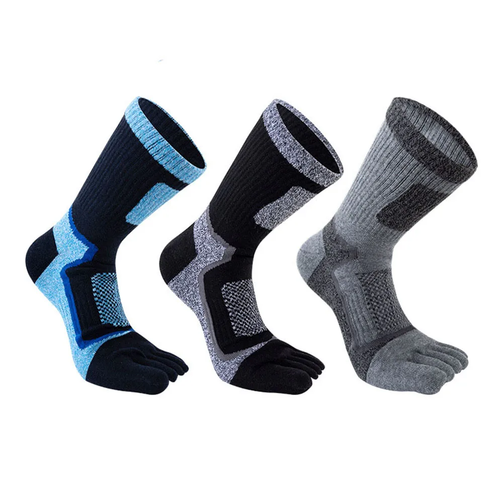 Chaussettes colorées à cinq doigts pour hommes, chaussettes longues avec orteils, coton, respirant, durable, fitness, robe de soirée, mode de rue, 1