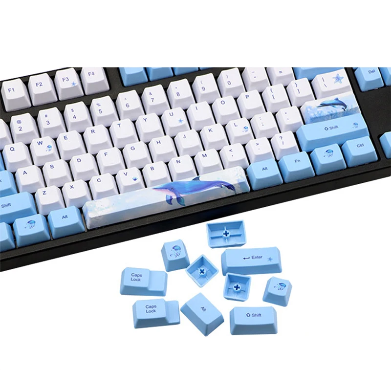 Dolfijn Thema Dikke Pbt Dye-Subbed Keycaps Oem Of Cherry Profiel Fit Mx Schakelaars Voor GK61 GK64 GH60 96 108 Mechanische Toetsenborden