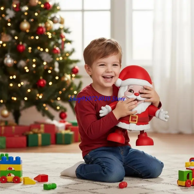 77HD سانتا الرقص مع الموسيقى والأضواء سانتا Twerking التفاعلية مع تحركات الرقص رشيقة الإعداد السهل الكهربائية تتحرك عيد الميلاد