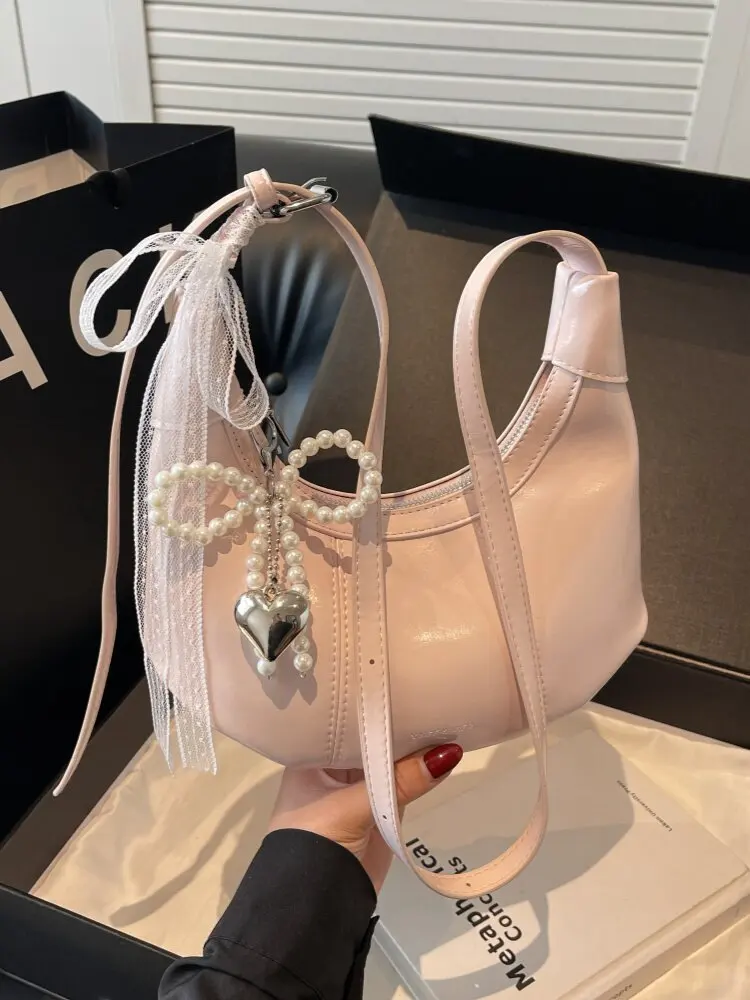 

Korean Style Solid Color Casual Shoulder Bag Women Spring Summer Fashion Versatile PU Zipper Handbag Chic Commuter Messenger Bag