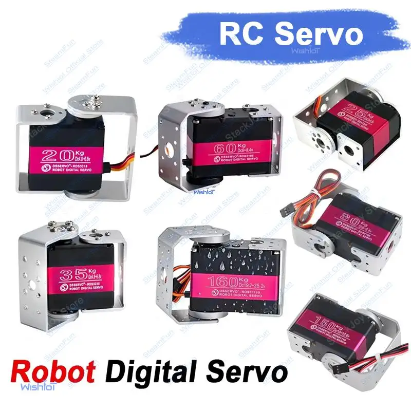 

RC Steering Servo 20/25/35/60/80/150/160kg High Torque Dual-Axis Digital Servo RDS Series For Fixed wing Helicopter Robot Car