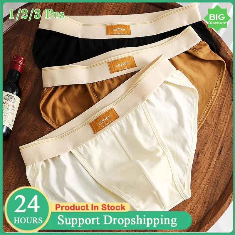 

Sexy Men's Underwear Cotton Loose Ropa Interior Hombre Simple Trendy Breathable Lingerie Solid Color Plus Size Men's Underpants