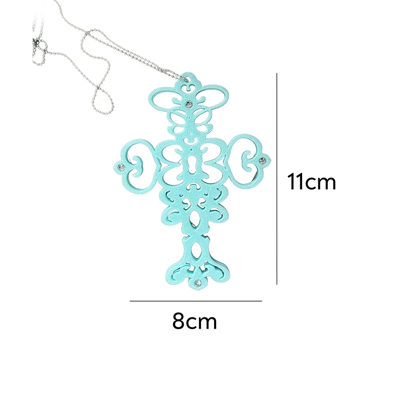 Y2k Hohlkreuz-Kartenhalter-Halskette, mintgrünes Perlenband, Gothic Harajuku Trendy Accessoire für den täglichen Look von Mädchen – Detail 1