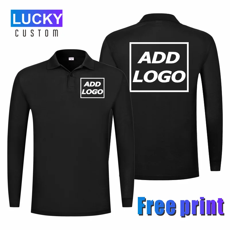 Men\'s Long-Sleeved Breathable Polo Shirt Custom Printed Embroidery Logo Cheap Home Solid Color Lapel Top Business Casual Shirt