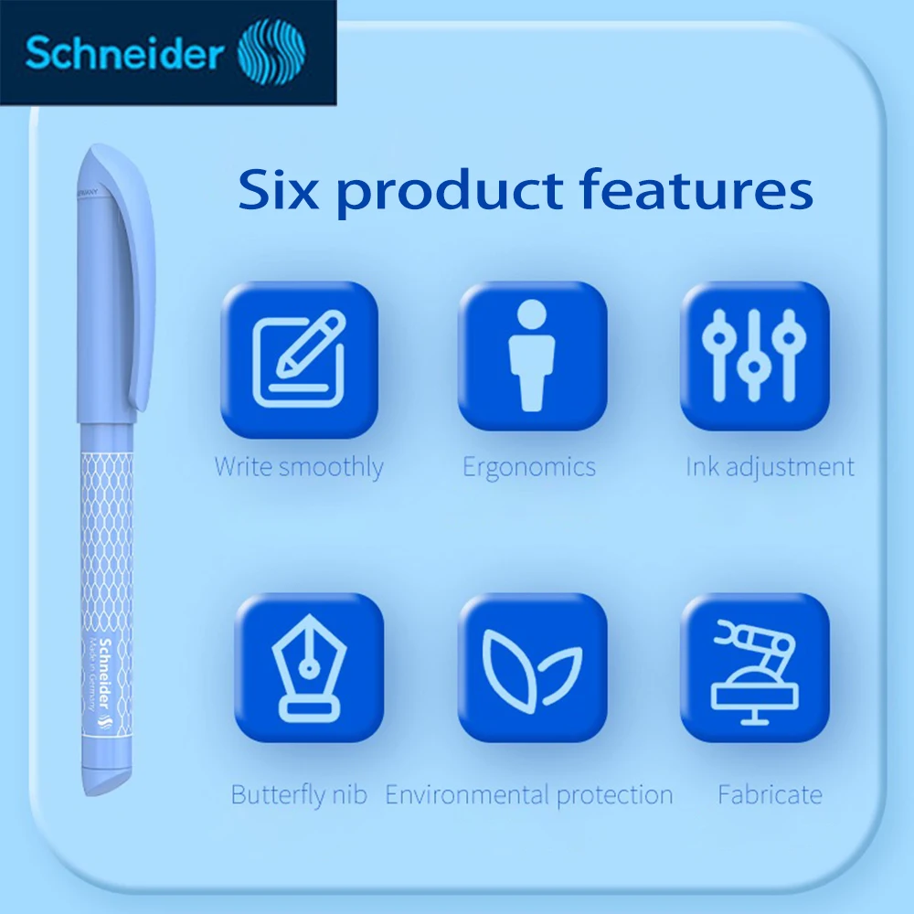 1PC New Schneider Fountain Pen EASY Corrective Posture Soft Rubber Pen Grip F(0.5mm) Tip School Supplies Kawaii Stationery