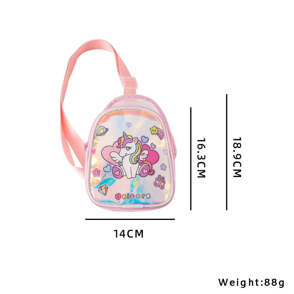 Kawaii Children Cartoon Transparent Unicorn Chest Bag PVC Crossbody Bag For Kindergarten Girls Cute Shoulder Bag