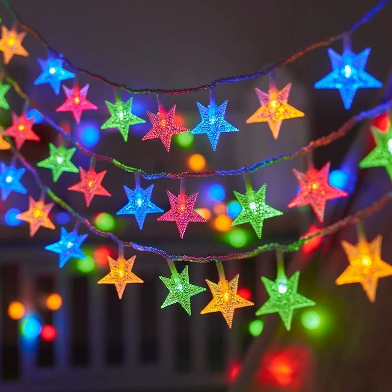 10/20/40/80LED Star String Light Wedding Garland Room Decoration AA Battery Powered LED Lighting Muslim Ramadan Festival Indoor