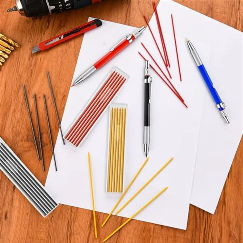 

Welding Pencil With Round Lead Set Metal Welding Marker Kit For Pipe Joints, Welders, Steel Construction, Carpentry