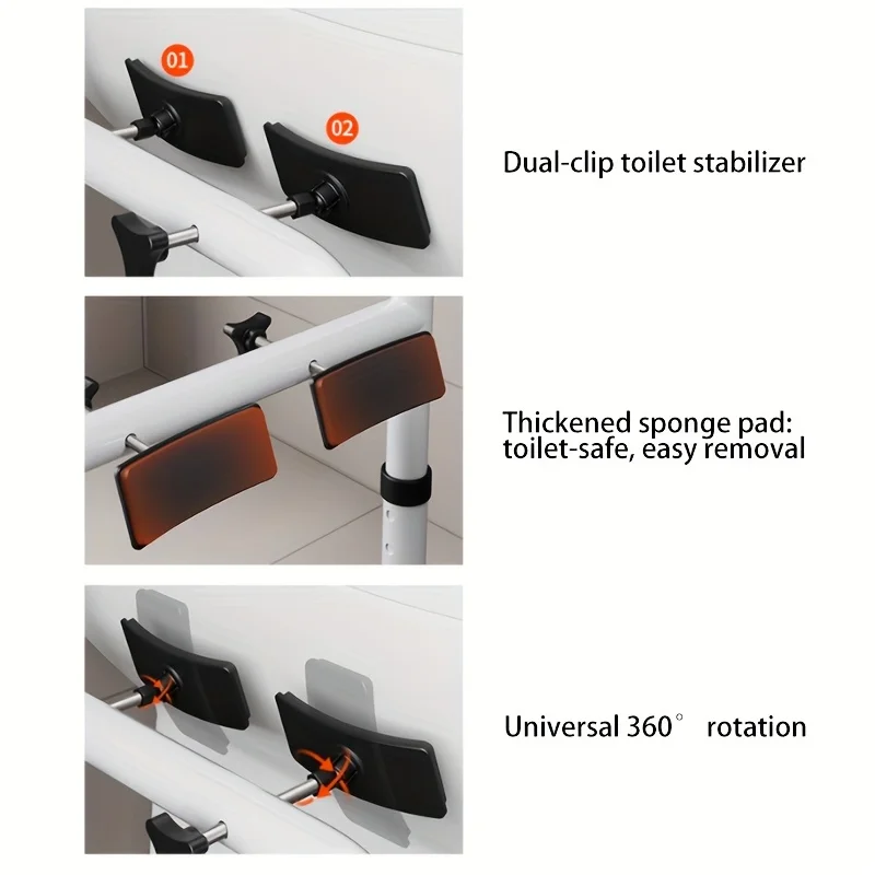 1-Piece Dual-Handle Toilet Grab Bar (No Drilling Required) – Bathroom Assistance for Seniors and Pregnant Women