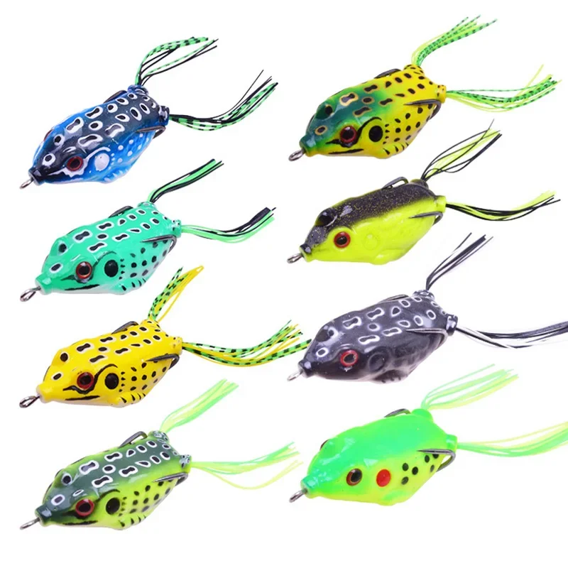 

8Pcs/lot Topwate Frogs Fishing Lure Set Rubber Soft Fishing Lures Bass Bait Spoon Lures Carp Snakehead Fishing Tackle