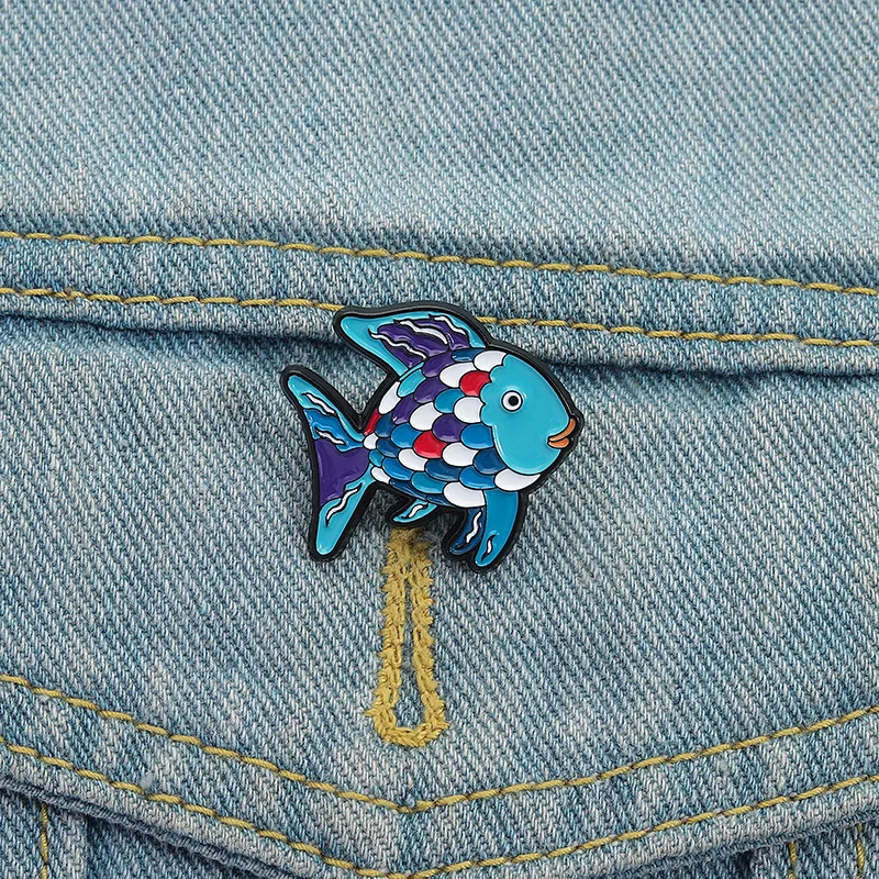 

Colorful Scales Tropical Fish Enamel Pin Cute Cartoon Ocean Fish Brooch Trendy Summer Lapel Badge Gift