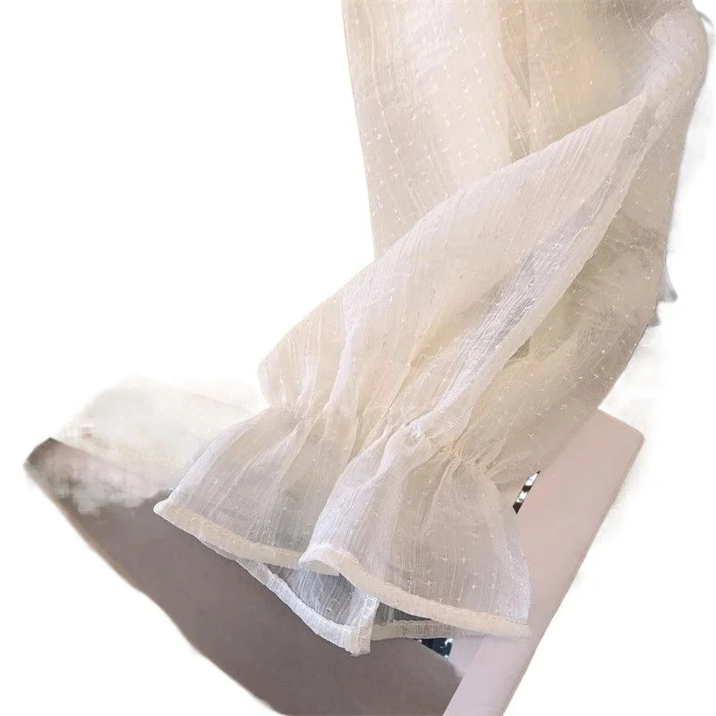 Nieuwe Chinese Sle Geborduurde Kant Trim Bubble Sve Chiffon irt Dames Zomer 2025, Faionable Top Stand Kraag Lange Sve