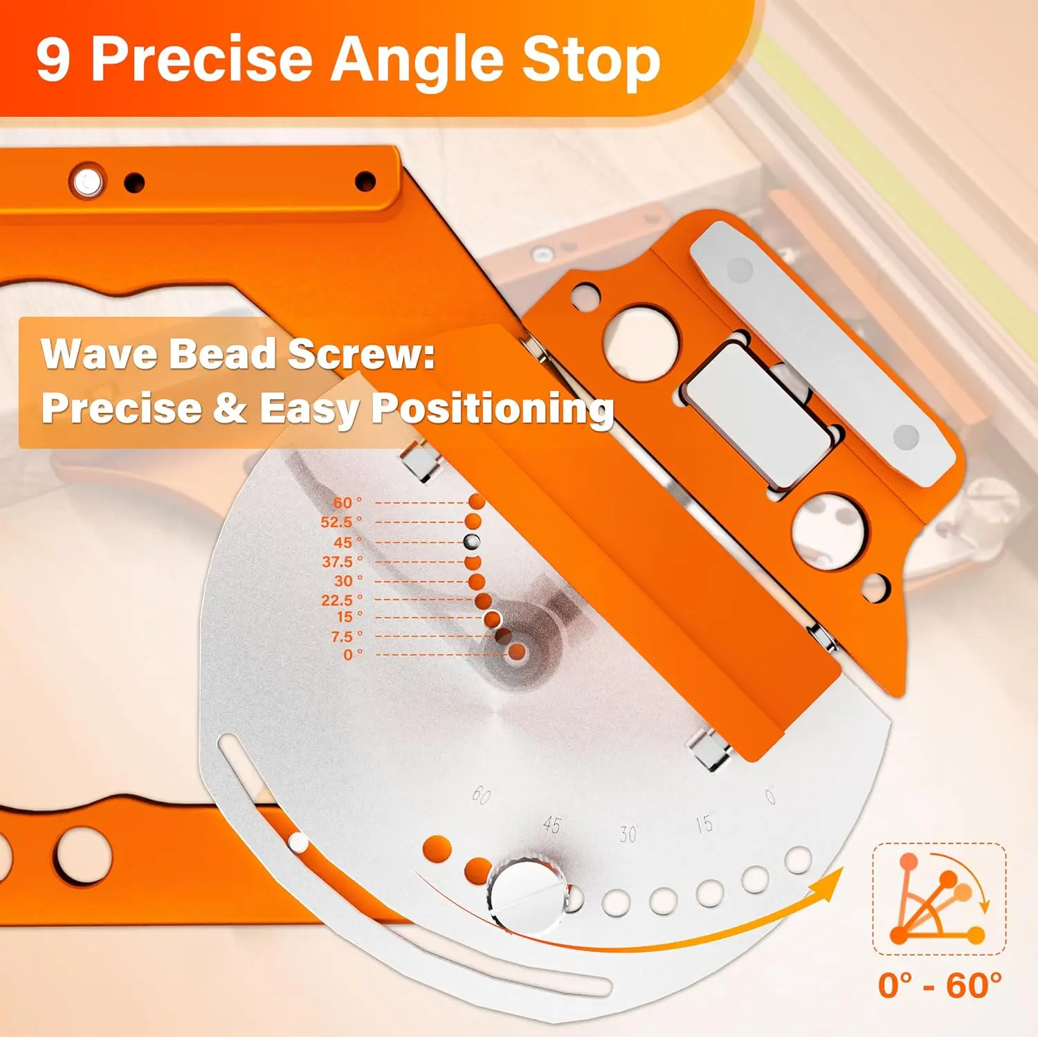 US SpeTool Adjustable Angle Track Saw Square, Track Saw Guide Rail Square with 9 Preset Angle Stops (0°–60°), Quick-Setup