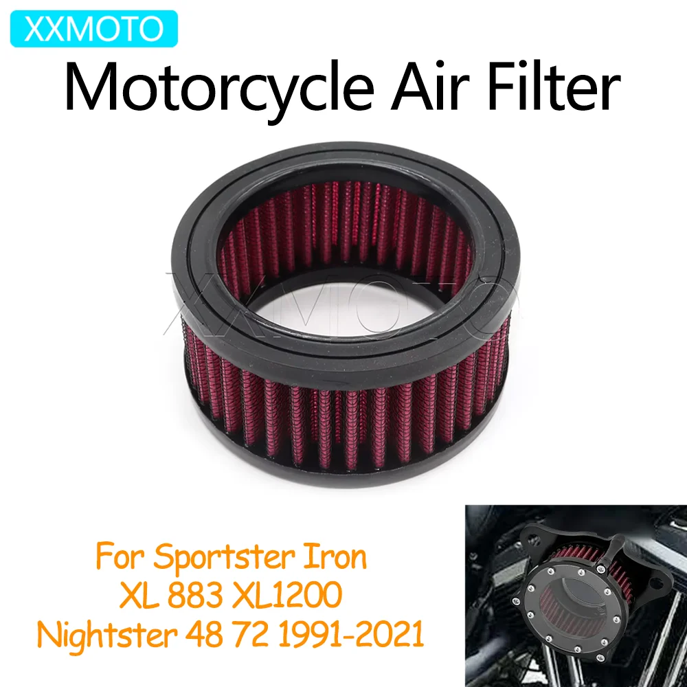 

For Harley Sportster XL883 1200 Nightster 48 72 91-21 FITS BOTH FUEL INJECTED Motorcycle Air Filter Intake Cleaner Accessories