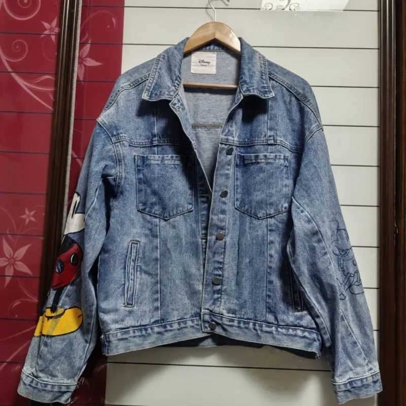 

2026 New Mickey Cartoon Printed Denim Jacket Spring Fall Winter Korean Style Loose Couples Trendy Casual Outerwear Tops