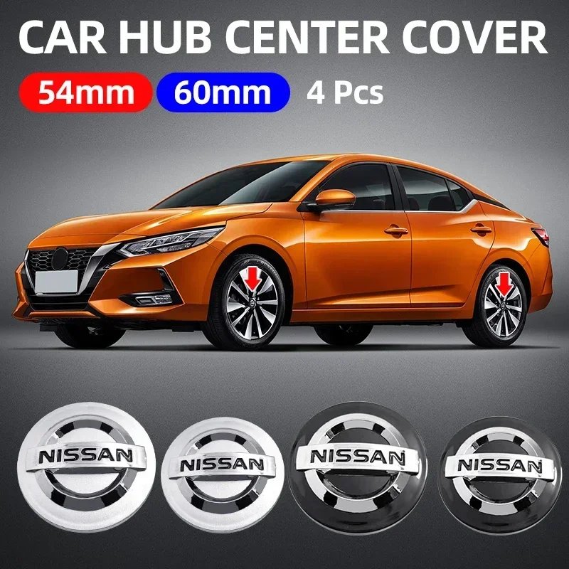 4pcs 54mm 60mm Wheel Center Cap Hub Cover Badge Emblem For Nissan X J10 Trail Tiida Teana Juke X-trail Almera Rogue Sport Versa