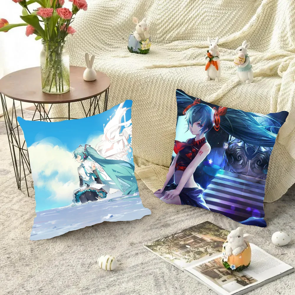 H-Hatsune Miku Pillow Case Sofa Cushion Cover Room Home Decoration