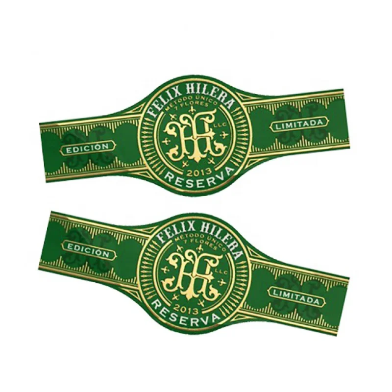 Customized productEco-friendly Printing Custom Logo Cigar Label Gold Foil Stamping Embossed Cigar Ring Bands Labels