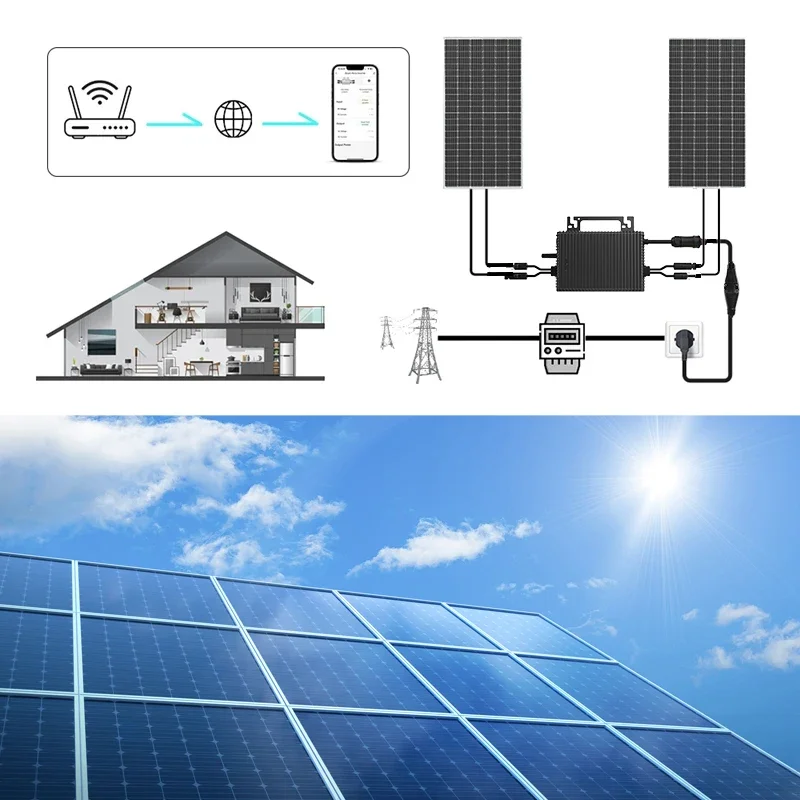 Sukflow MPPT Micro Inverter 800W Solar Grid Tie IP67 Pure Sine Wave Power Inverters with WIFI for Home Garden Outdoor Use