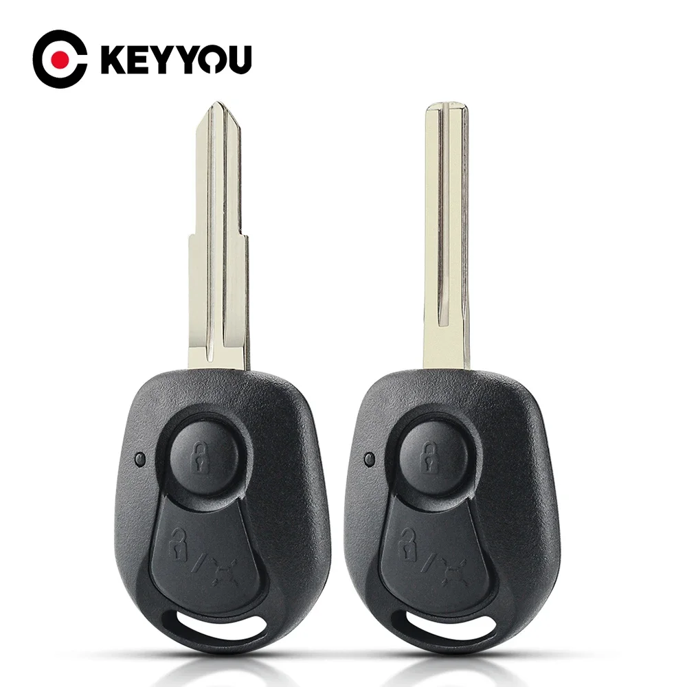 KEYYOU 10X For Ssangyong Actyon Kyron Rexton Remote Control Car key Shell Fob Cover Case 2 Button Blade Smart Car Key Cover