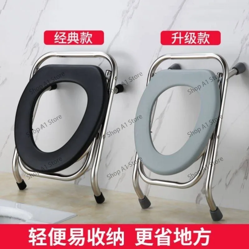 Portable toilet camping padded toilet chair with foldable stainless steel