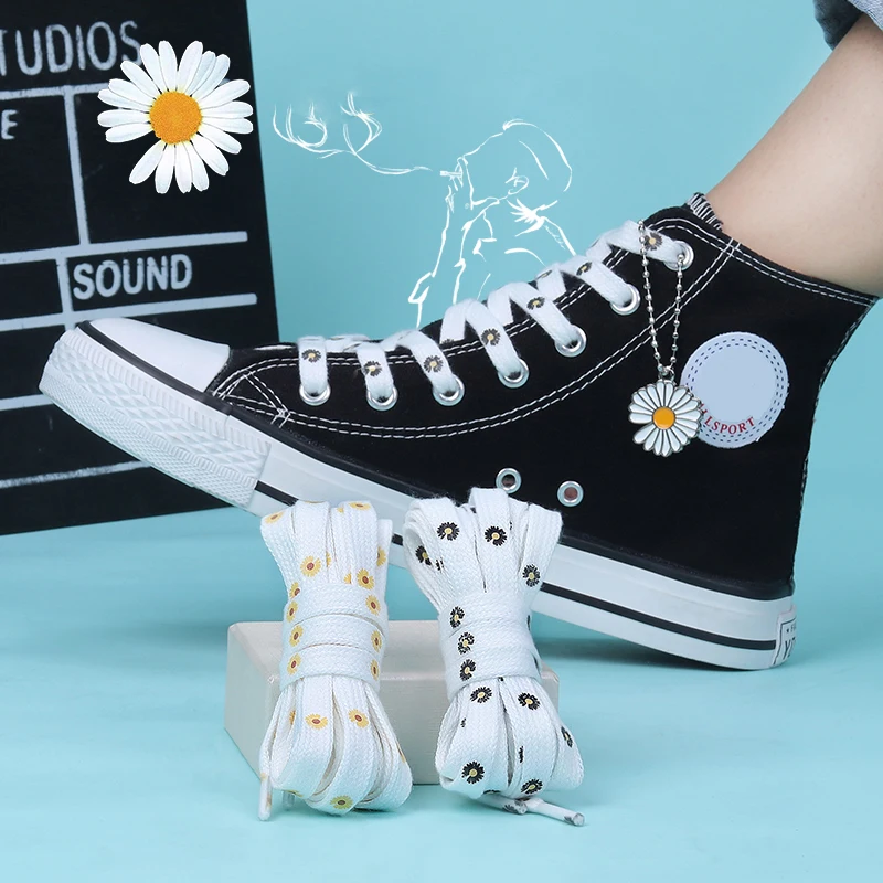 AF1 Little White Shoes Flat Shoe Laces Pattern Sakura Shoelaces High Top Canvas Sneakers Shoes Lace Unisex 9 Colors 1 Pair