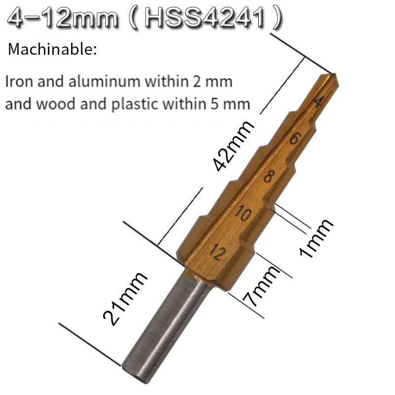 M35 passo broca viu conjunto de broca titânio 4-12 4-20 4-32mm madeira metal buraco cortador cone brocas ferramenta de perfuração3-8mm broca de torção