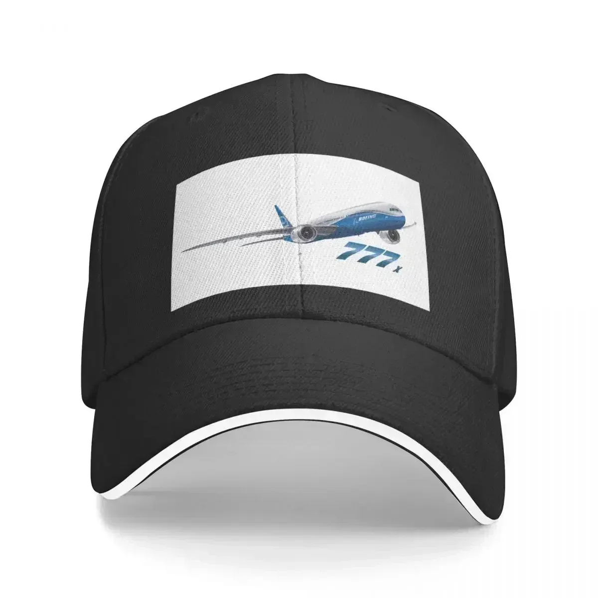 Boeing 777x-900 Aircraft Image - Blue Baseball Caps Snapback Fashion  Hats Breathable Unisex Polychromatic Customizable