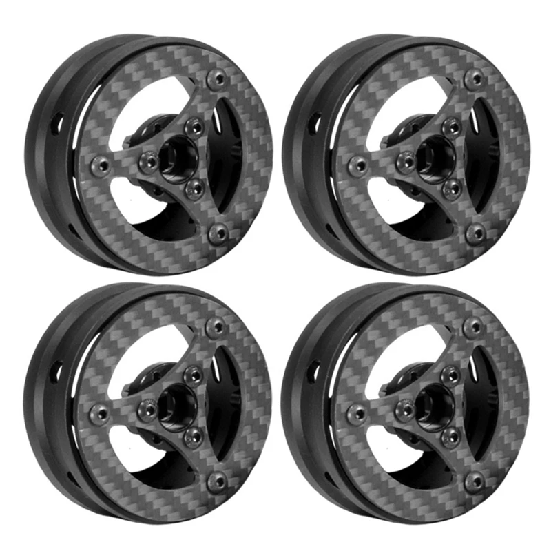 

FBIL-4Pcs Carbon Fiber 1.9Inch Beadlock Wheel Rim Hub For 1/10 RC Crawler Car Axial SCX10 Traxxas TRX4 RC4WD D90 MST VS4-10