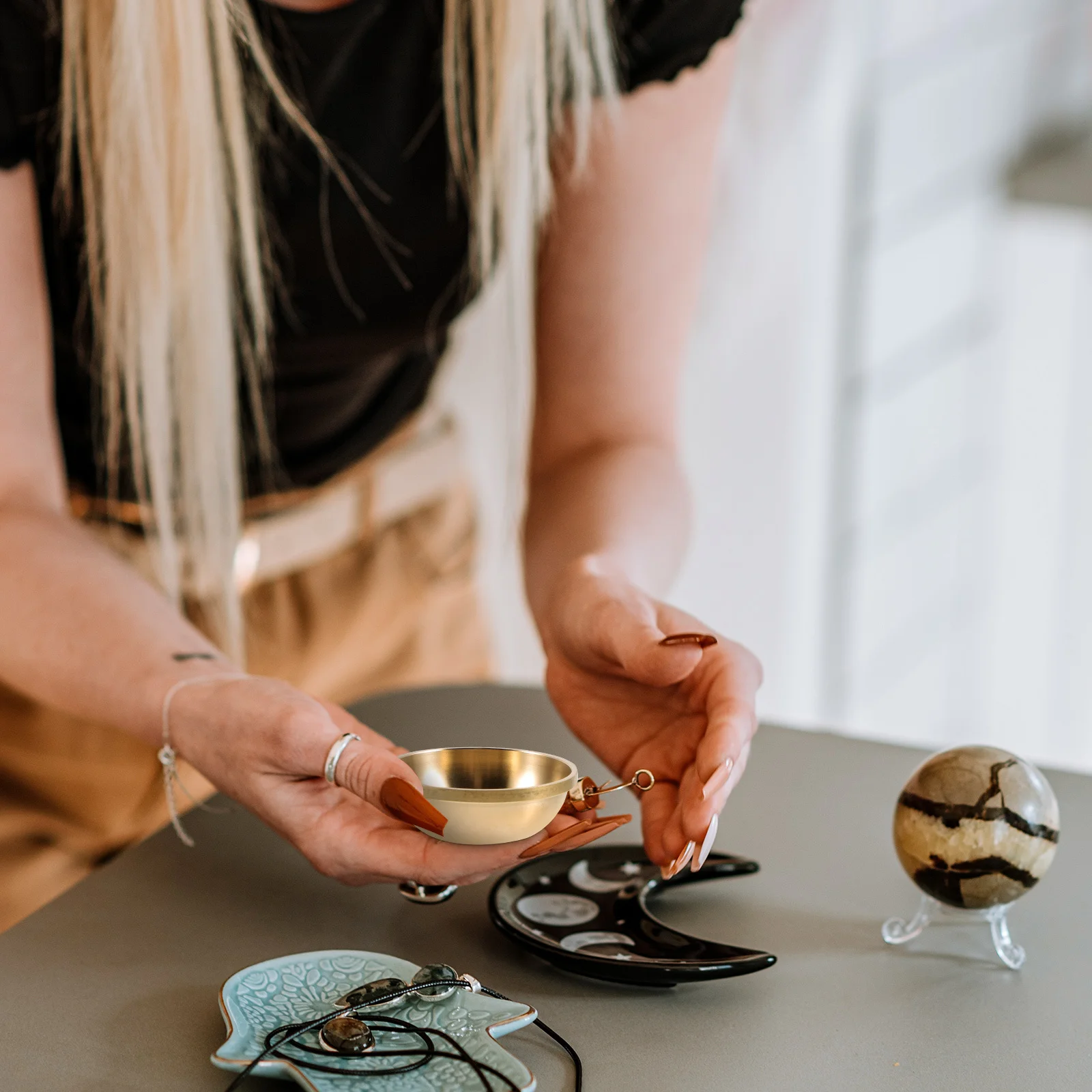 5 قطعة وعاء نحاسي عتيق كوب تقديم للمياه البوذية تقديم معبد المنزل استخدام وعاء ديكور ديني #1