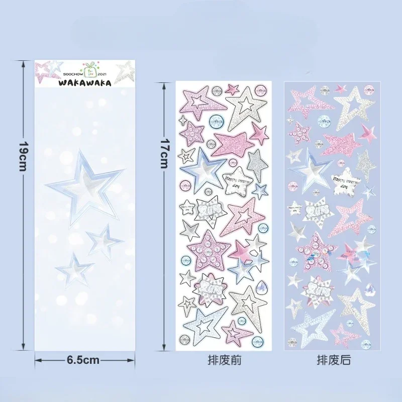 Cute Colorful Star Pattern Adesivos, DIY Scrapbooking Adesivo, Kpop Idol Photo Card, Deco Materiais, Estilo Coreano, 1 Folha
