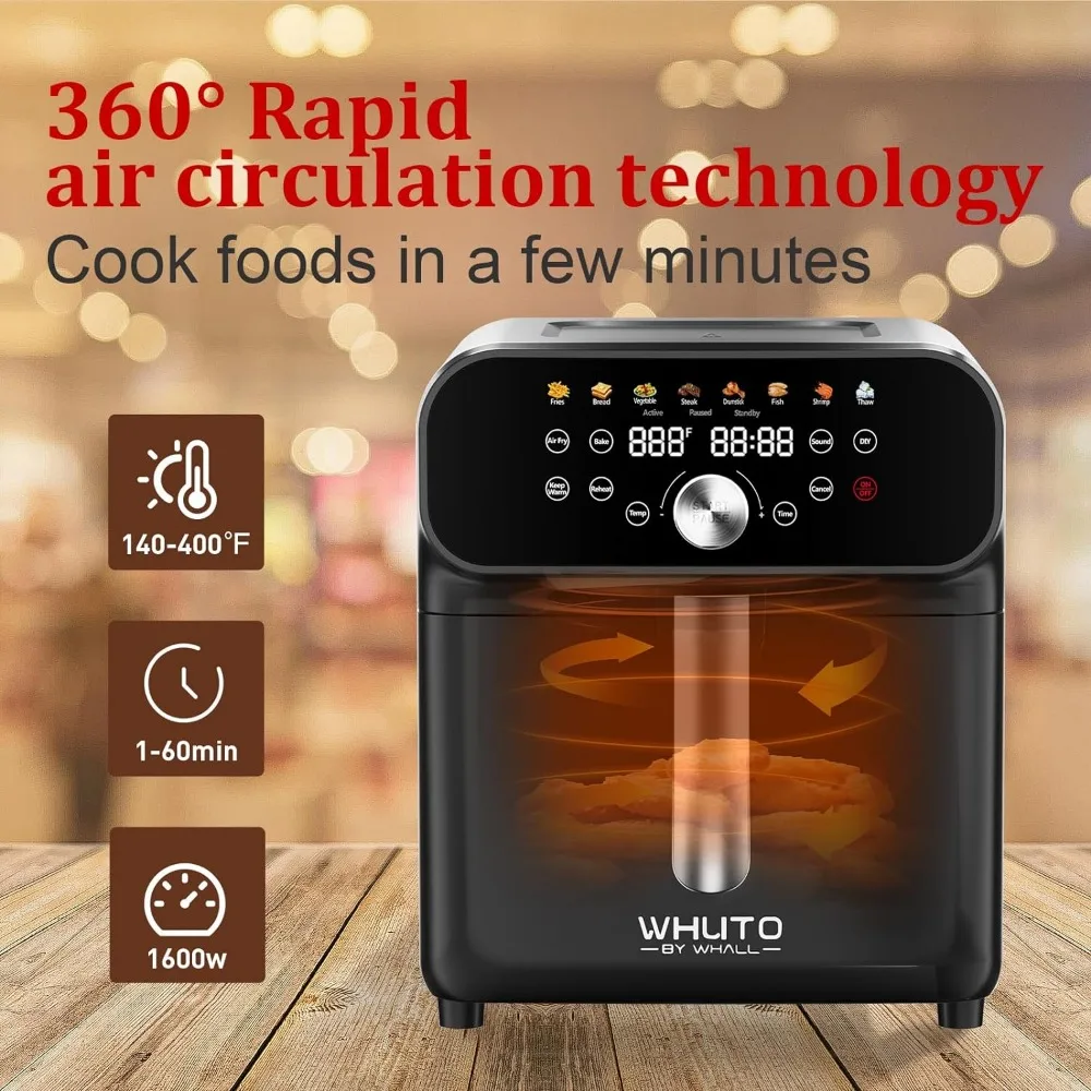 Air Fryer, 6QT Air Fryer Oven with LED Digital Touchscreen, 12 Preset Cooking Functions Air fryers, Bake, Reheat, Keep Warm