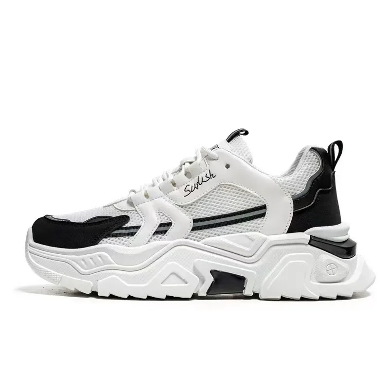 

Men's Spring White Casual Sneakers Breathable Non-Slip Walking Shoes Outdoor Running Shoes Fashion Lace-Up Sports Shoes for Men