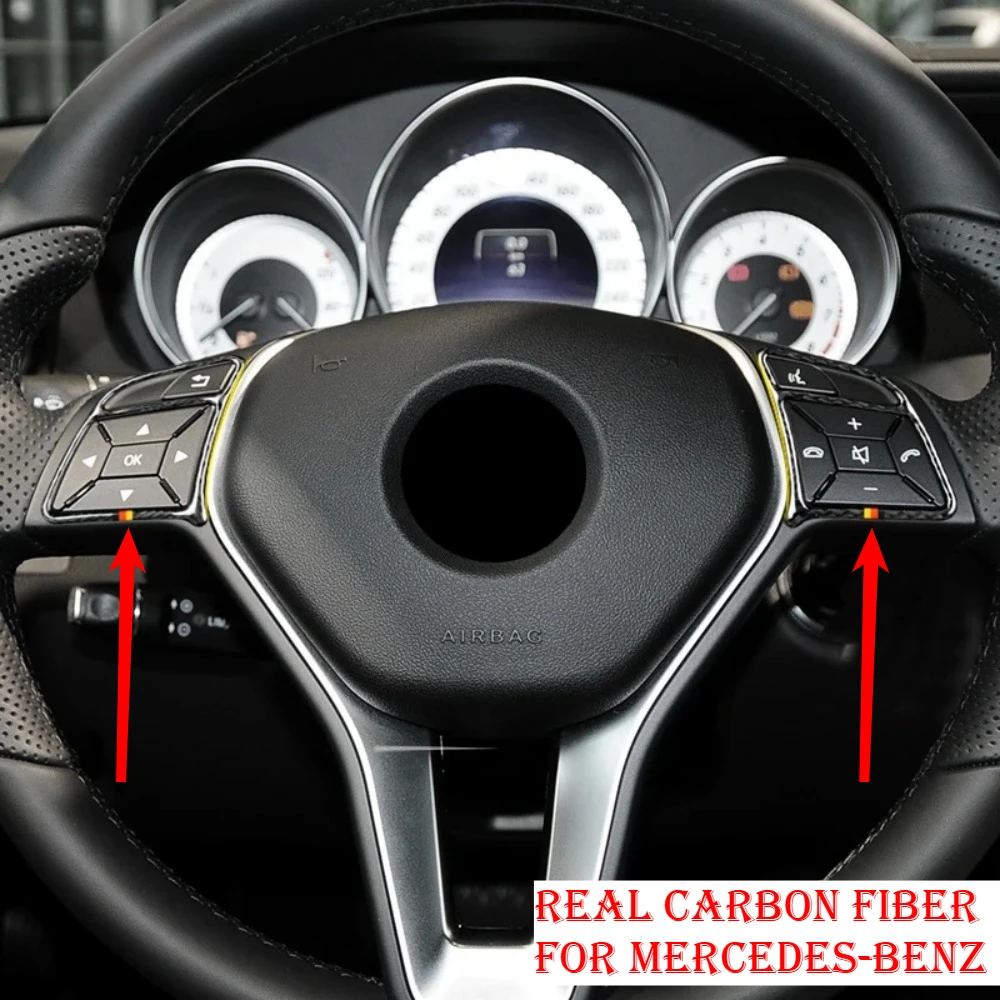 

Carbon Fiber Car Steering Wheel Button Switch Panel Sticker For Mercedes-Benz C-Class W204 2011-2013 Auto Interior Accessories