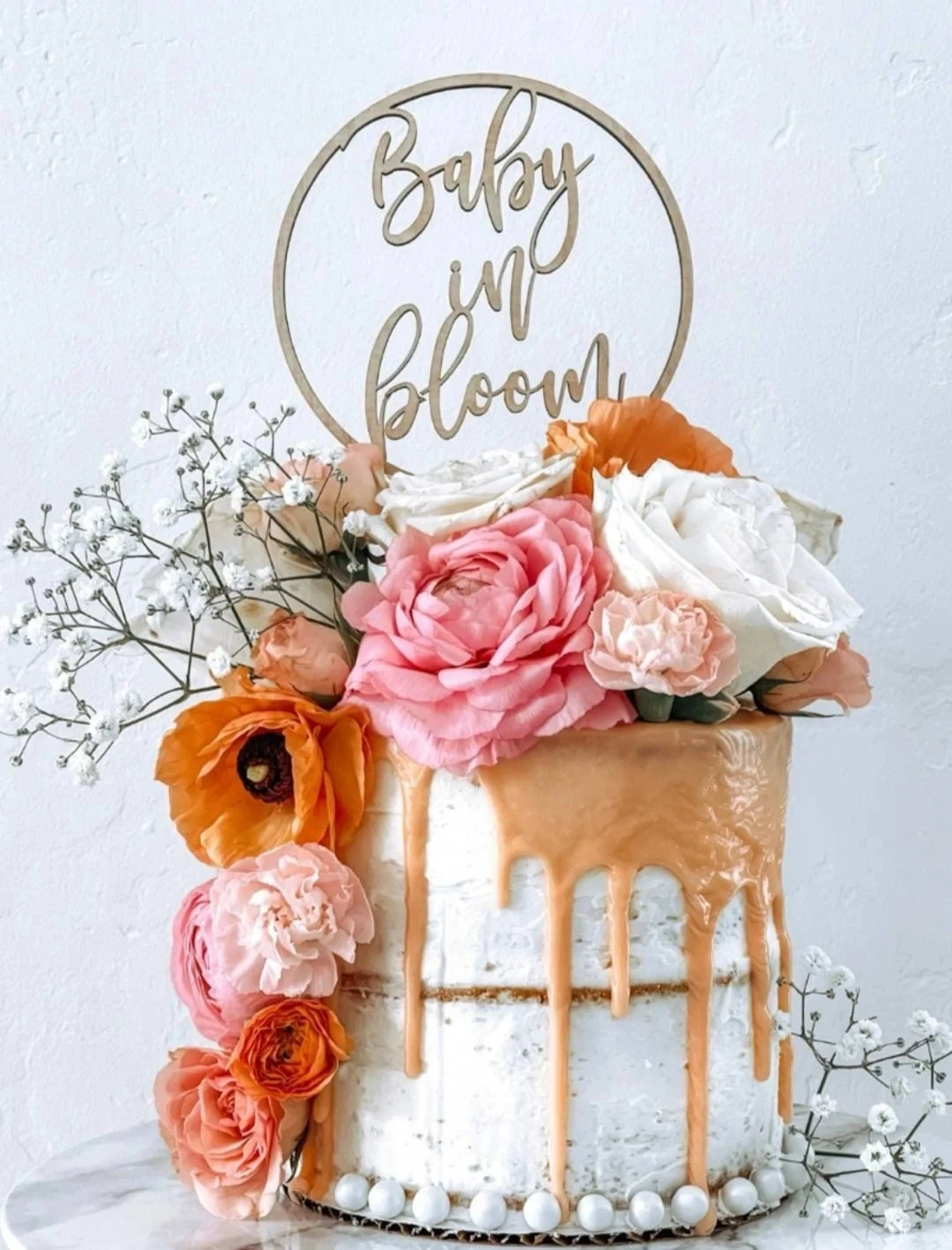 Топпер для торта Baby in Bloom, знак для торта для детского душа, украшения для детского душа, деревянный знак для вечеринки, объявление