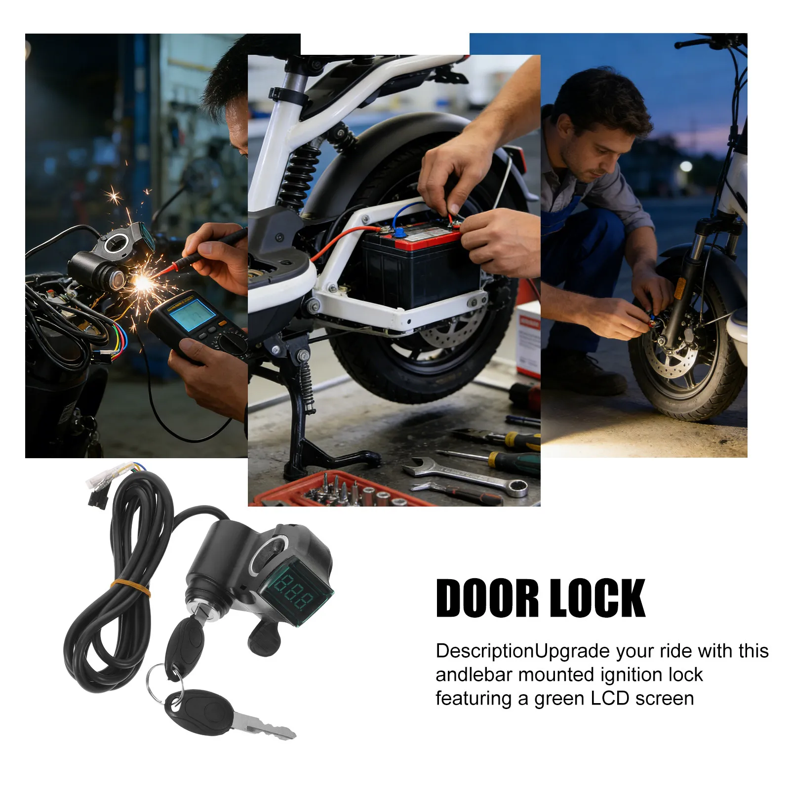 Electric Scooter Ignition Lock 22Mm Handlebar Mount Thumb Throttle Voltmeter Real-Time Battery Display Scooter Security Lock Key - view 5