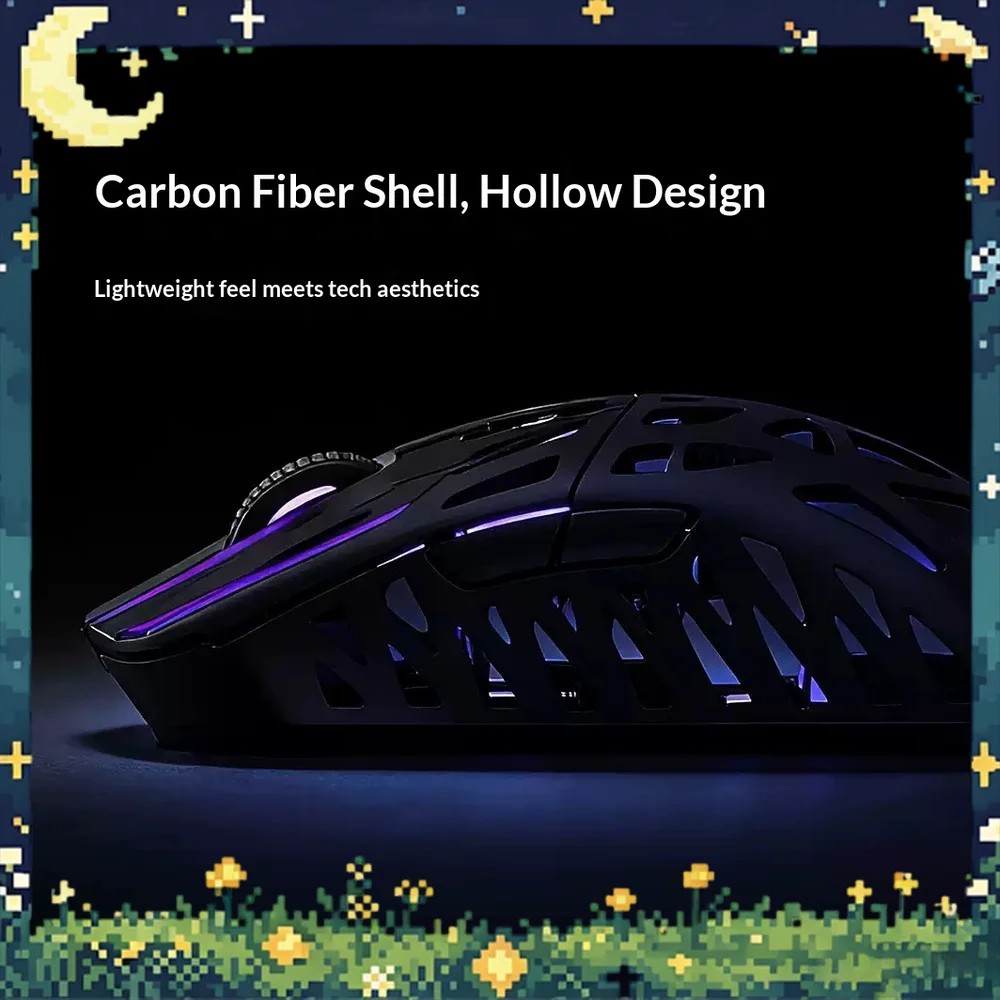 IROK HE6 Lightweight Carbon Fiber Wireless Gaming Mouse PAW3950 30000DPI 8K Polling Tri Mode