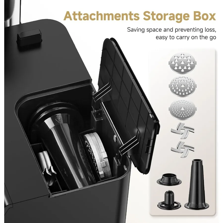 Electric Meat Grinder 3000W Max with Touch Color Screen AutoReverse Function and Builtin Storage for Home Kitchen Use 3 Speed S