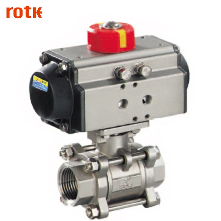 Stainless Steel Pneumatic Simple Three Piece Thread Weld Flange Clamp Ball Valve with 2-way 2-position Solenoid Valve