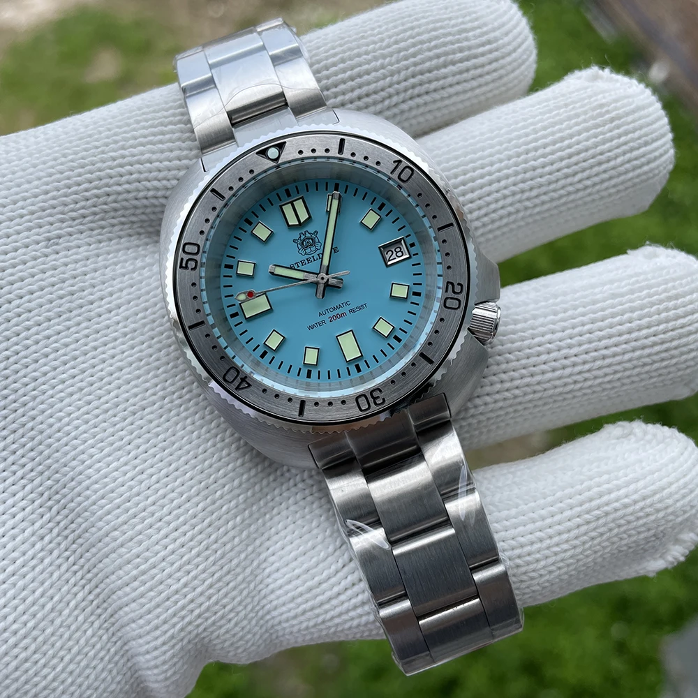 STEELDIVE Men Diver Watch Turtle Automatic Watch Mechanical Wristwatch 20ATM Waterproof  C3 Luminous Sapphire NH35 Steel Bezel