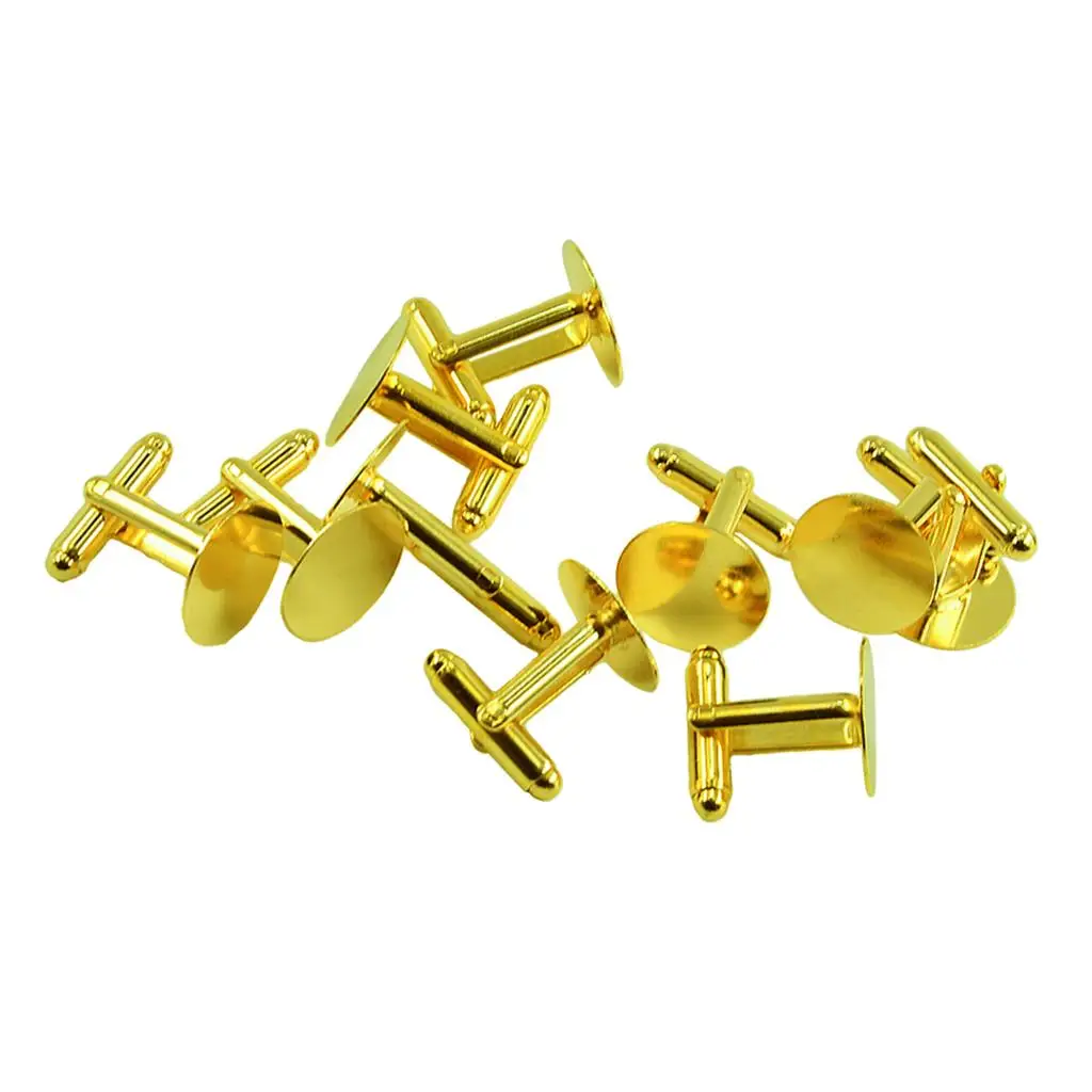 10 Pieces 15mm Flatback Pad Cufflinks for Cabochon DIY French Style