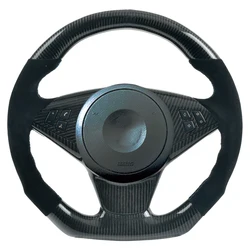 Customized 100% Real Carbon Fiber Leather Car Steering Wheel For BMW E60 E61 E62 E63 E64 5 Series 6 Series