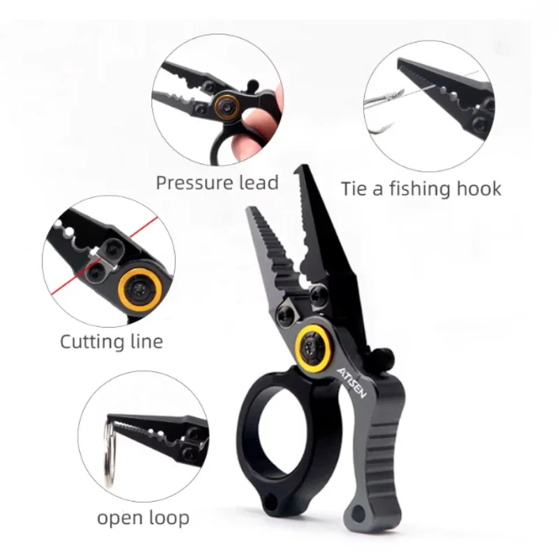 Aluminum Saltwater Pliers Surf Tackle Accessory Multitool Hook Remover Braided Line Cutter for Heavy‑Duty Practical Daily Use