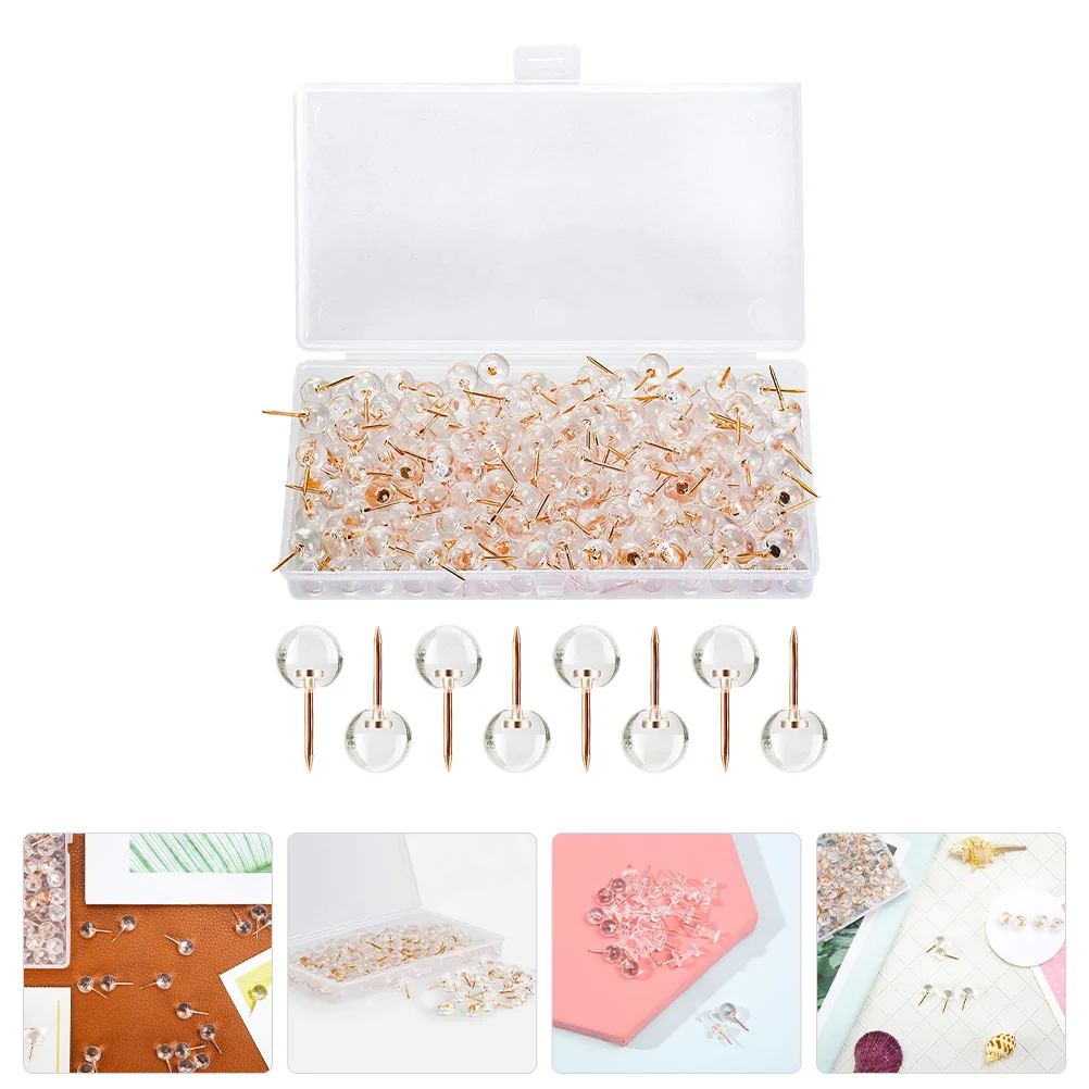 

50 Pcs Transparent Pushpin Delicate Thumbtacks Map Accessories Fan Lapel Daily Use Metal Ball Shaped Travel Tray Decor