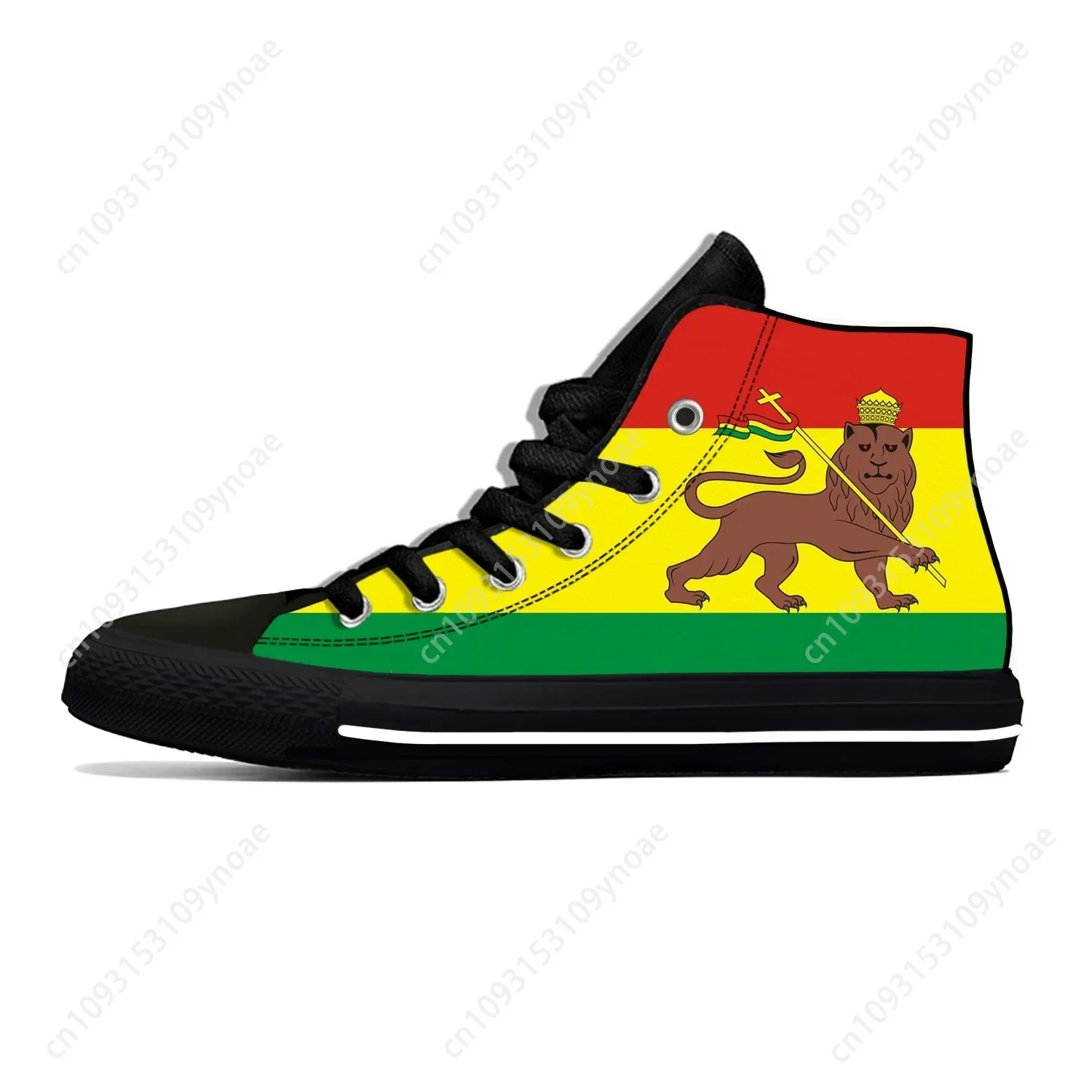 Ethiopia Flag Lion of Judah Reggae Rasta Fashion Casual Cloth Shoes High Top Lightweight Breathable 3D Print Men Women Sneakers